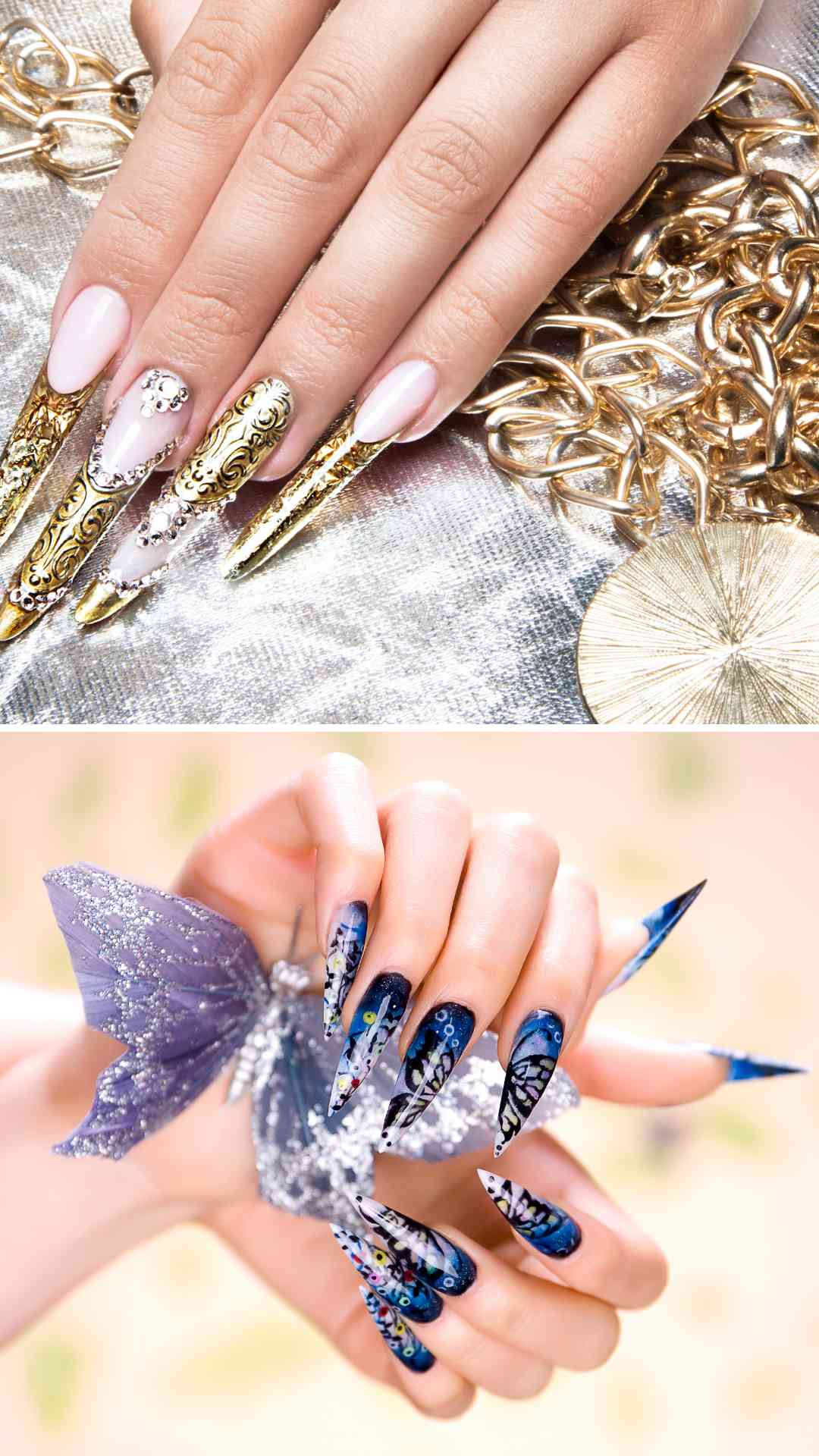 Trendy-glitter-nail-designs-in-blue-and-gold-tones-for-a-chic-eye-catching-look.