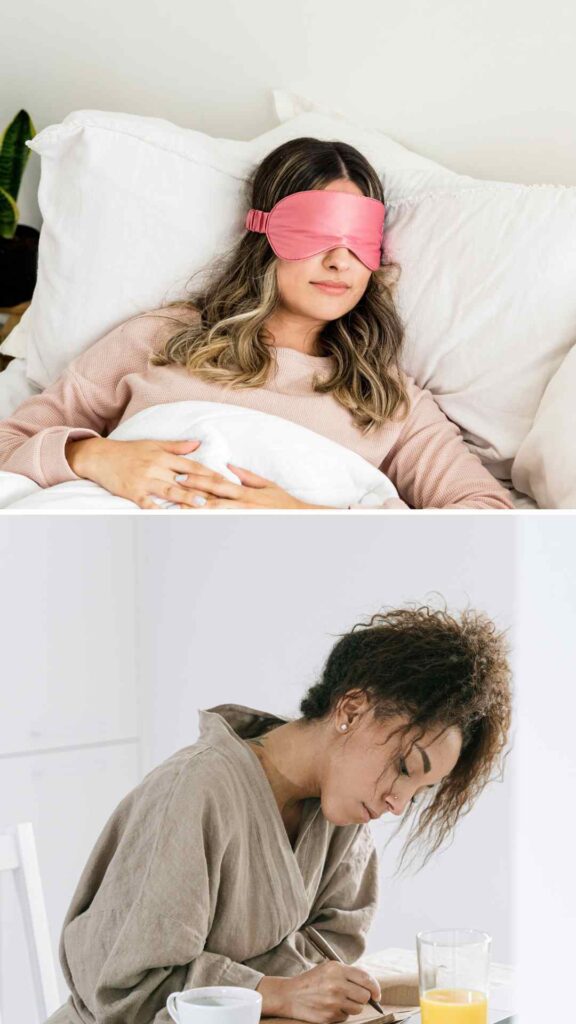 Lifestyle-habits-that-last-a-woman- journaling-and-enjoying-a-healthy- routine-with-balanced-meals-daily-exercise-and-mindful-living-for-long-term wellness.