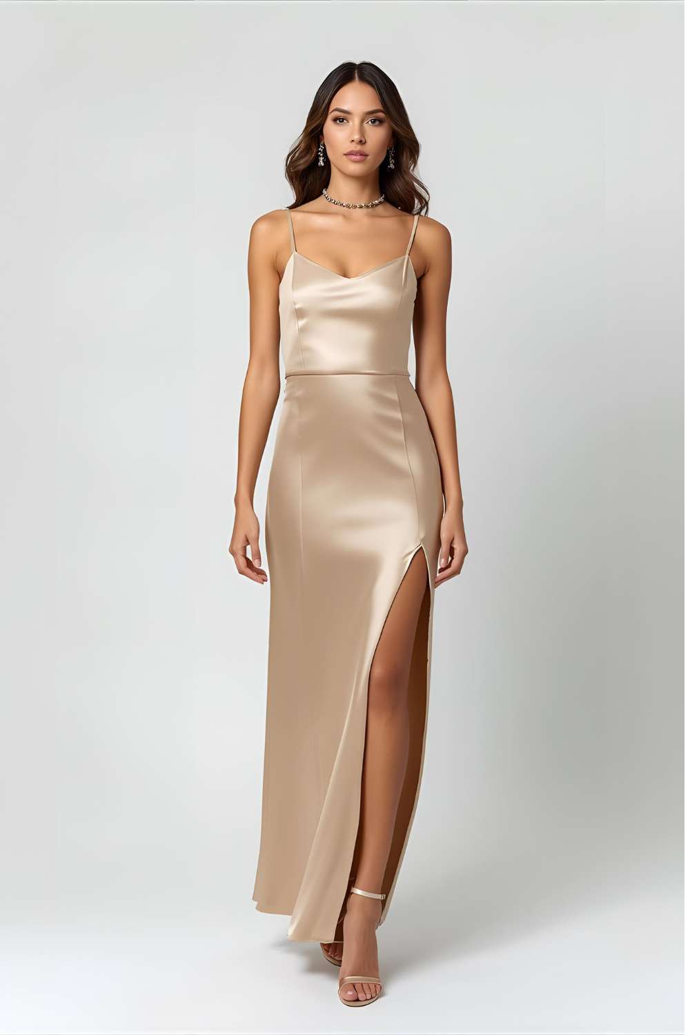 Stylish-satin-slip-dress -inspiration-for-elegant-date-night looks.