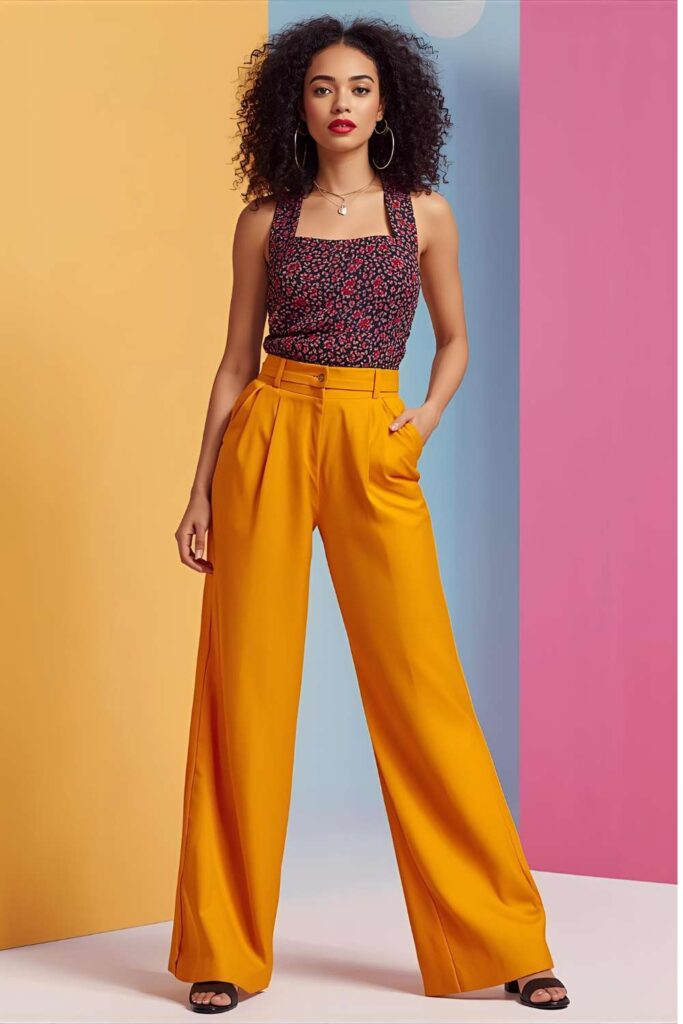 Chic-outfit-featuring-wide-leg-pants- and-a-dressy-top-designed-for-stylish- comfort-focused-women.