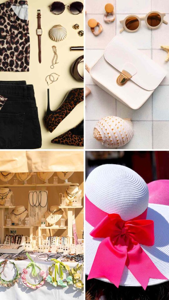 Different-types-of-fashion- accessories-for-women-including- handbags-jewelry-belts-hats- sunglasses-and-shoes-displayed- together.