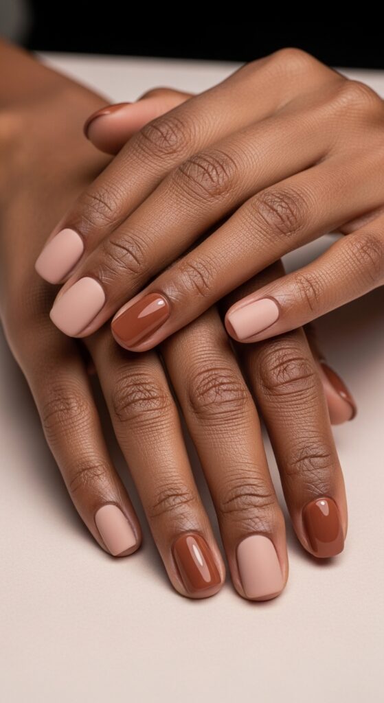 Matte-Nails-With-One-Gloss-Accent-summer-nail-designs-for-dark-skin
