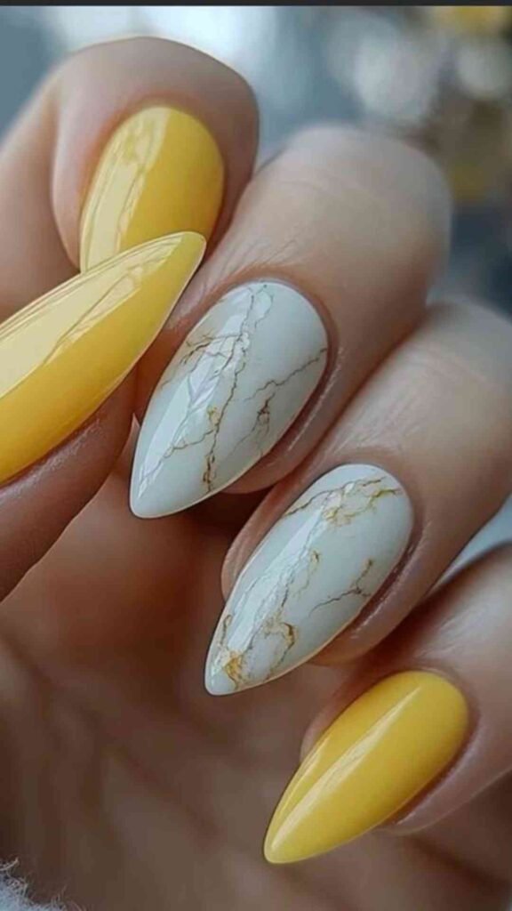Yellow-and-White-Almond-Nails-A-Fresh-Clean-Combination-That-Feels-Like-Pure-Summer-Energy