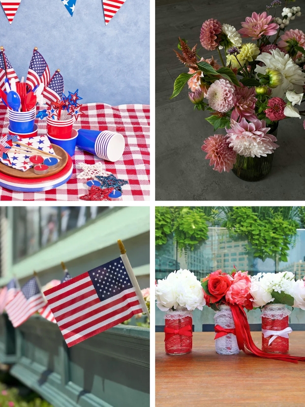 Create-a-Patriotic-Mason-Jar-Centrepiece-With-Flowers-and-Flags-for-a-Table