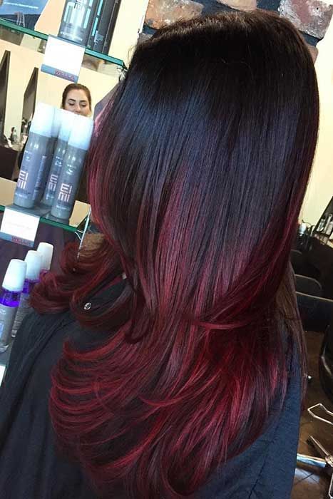 Dark-Red-Ombre-on-Black-Hair.
