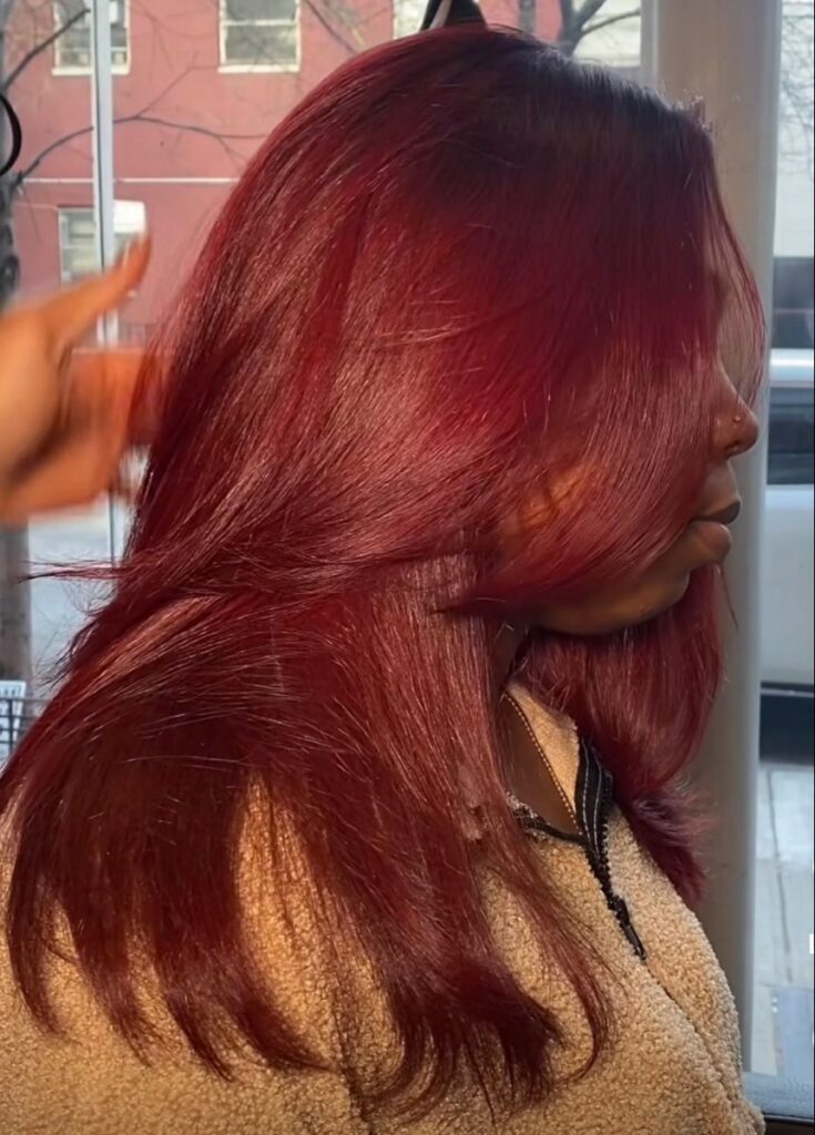 Deep-Auburn-Red-Silk-Press-summer-red-hair-ideas-for-black-women
