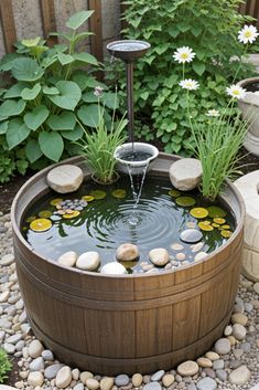 Mini-Pond-in-a-Wooden-Barrel.