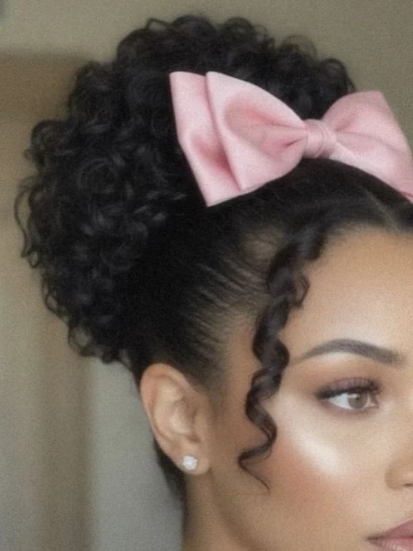 The-Curly-Bun-with-Ribbons-Curly-Updos-Youll-Wear-on-Repeat