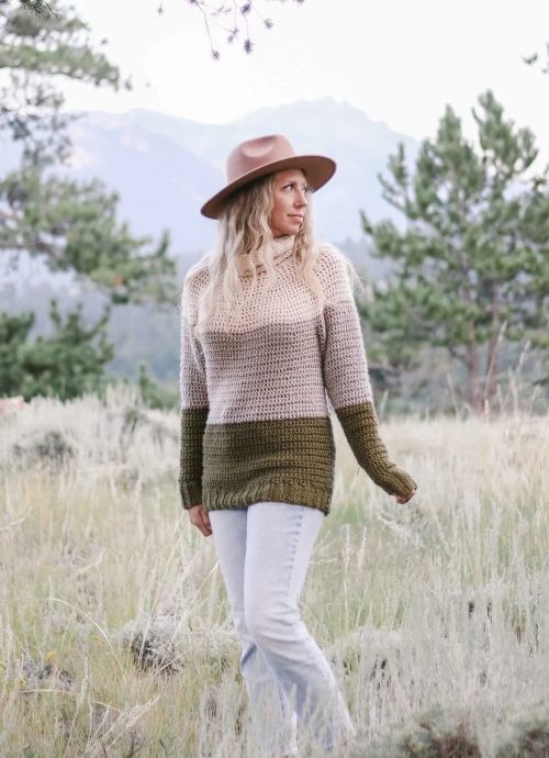 Basic-Bottom-Up-Yoke-Pullover-crochet-sweater-patterns.