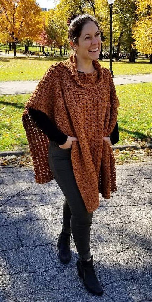 Simple-Poncho-Style-Pullover-crochet-sweater-patterns.