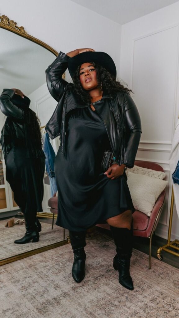 Slip-Dress-Oversized-Vest-Black-Hat.