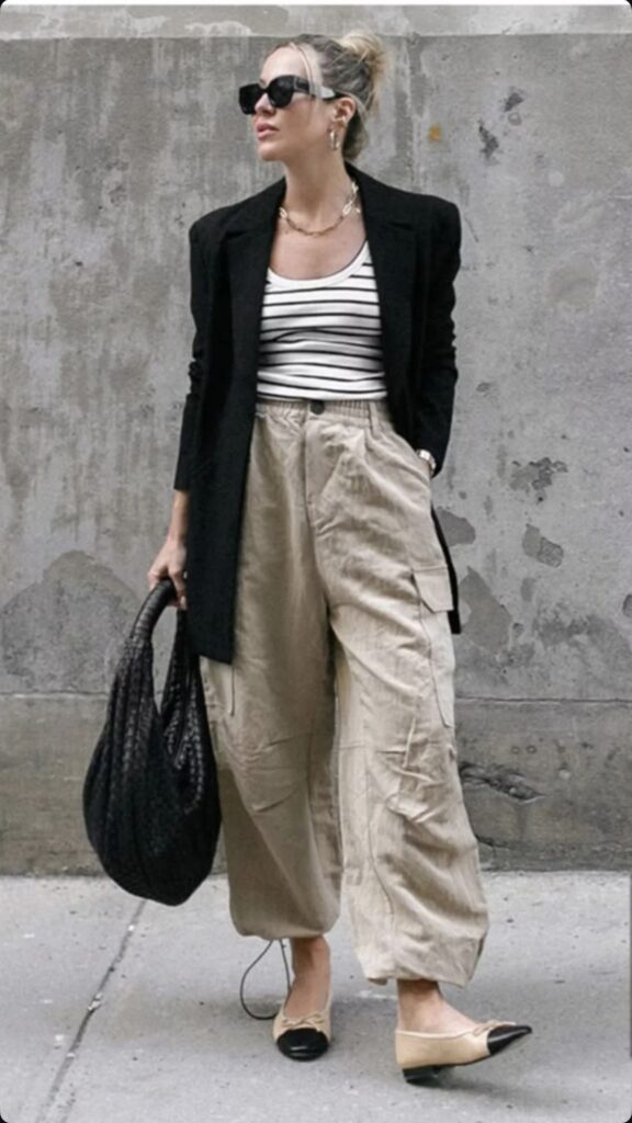Striped-Breton-Top-Cargo-Pants-Ballet-Flats.