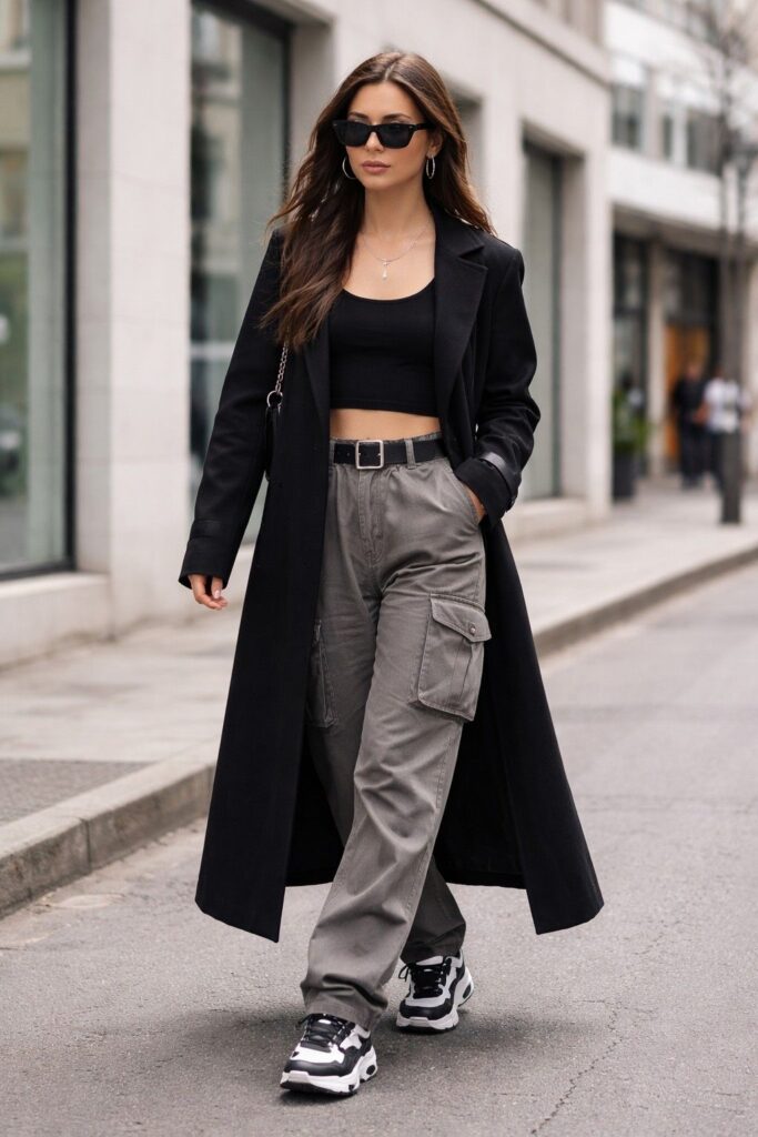 Trench-Coat-Cargo-Pants-Chunky-Sneakers