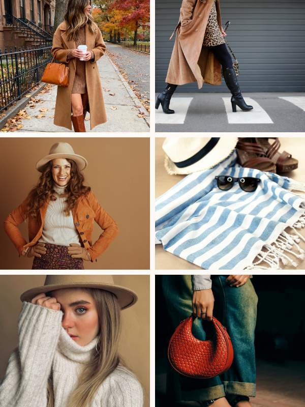 Collection-of-women's-fall-wardrobe-essentials-featuring-cozy-sweaters-denim-leather-boots-and-seasonal-accessories-for-autumn fashion.