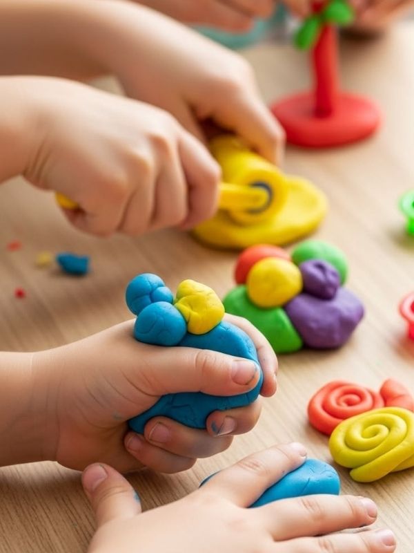 children-remoulding-playdough