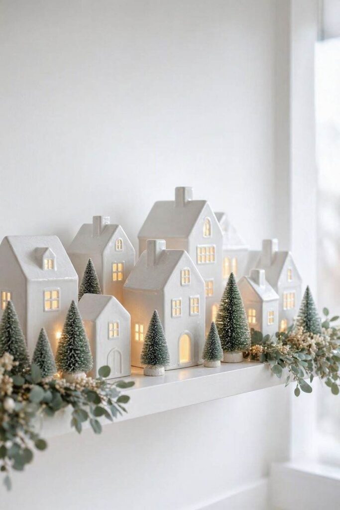 A_collection_of_matte_white_ceramic-style_Christmas_village-Christmas-Dollar-Tree-Crafts