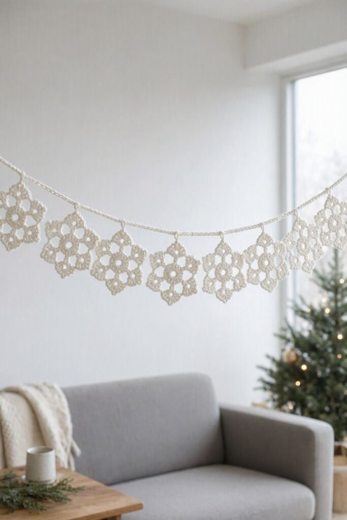 A_handmade_crochet_snowflake_garland_hanging_across_a_bright