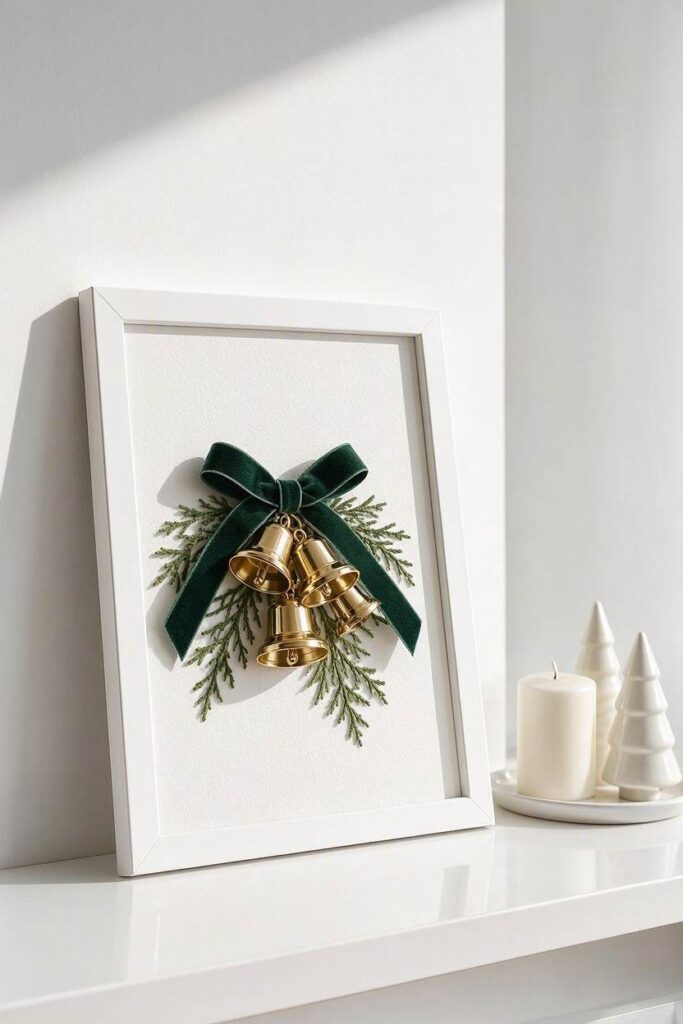 A_white_picture_frame_leaning_against_a_bright_white_wall