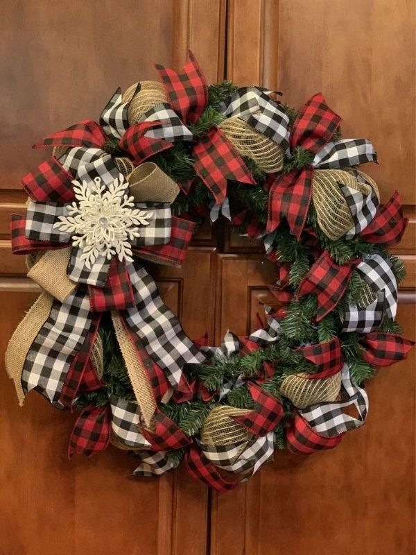 buffalo-check-ribbon-wreath-fall-DIY-fall-Wreath-Craft