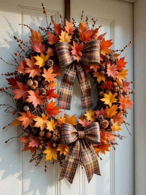classic-grapevine-autumn-leaf-wreath-on-front-door-DIY-fall-Wreath-Craft