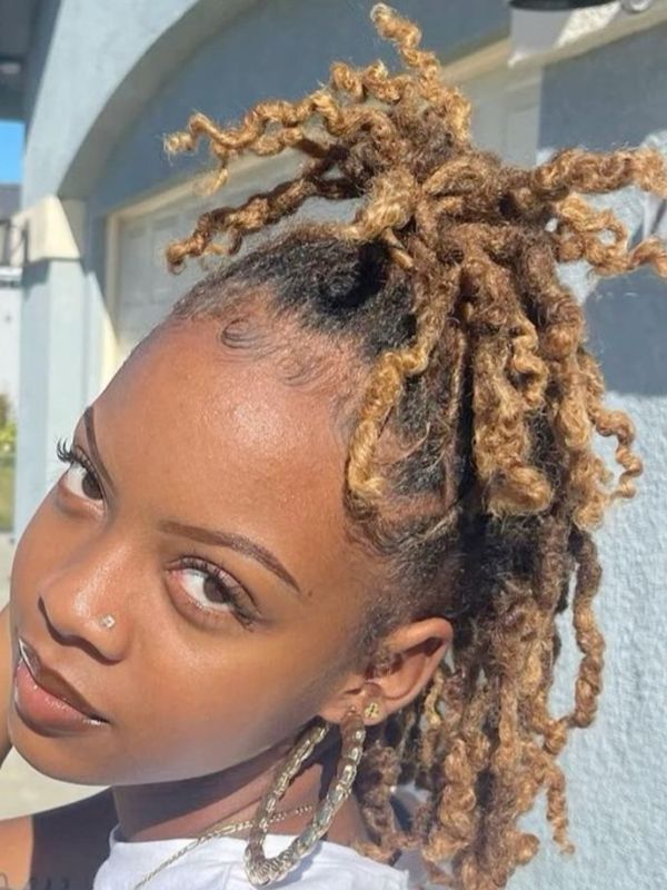 colored-locs-in-mini-pineapple-updo