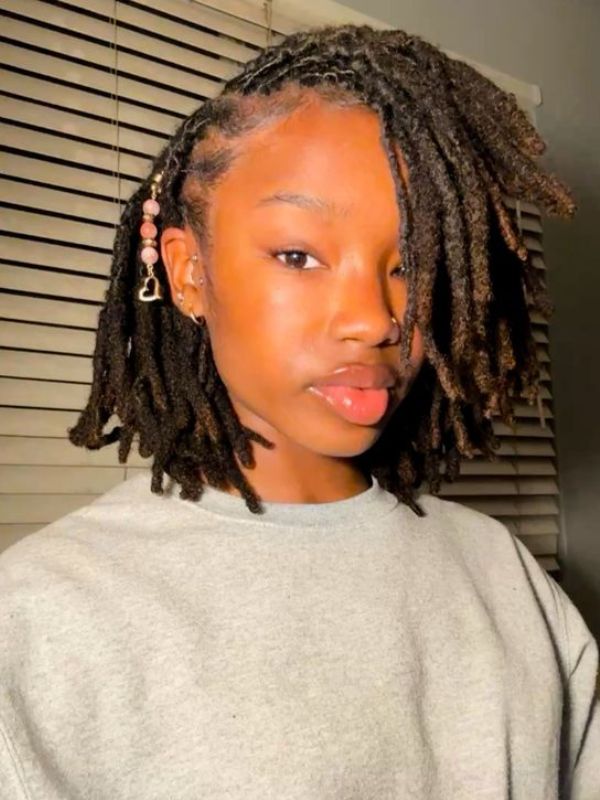 short-locs-side-part-style