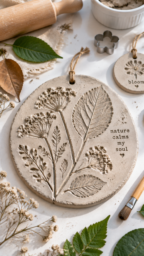 Botanical-Impression-Clay-Plaque-air-dry-clay-crafts.