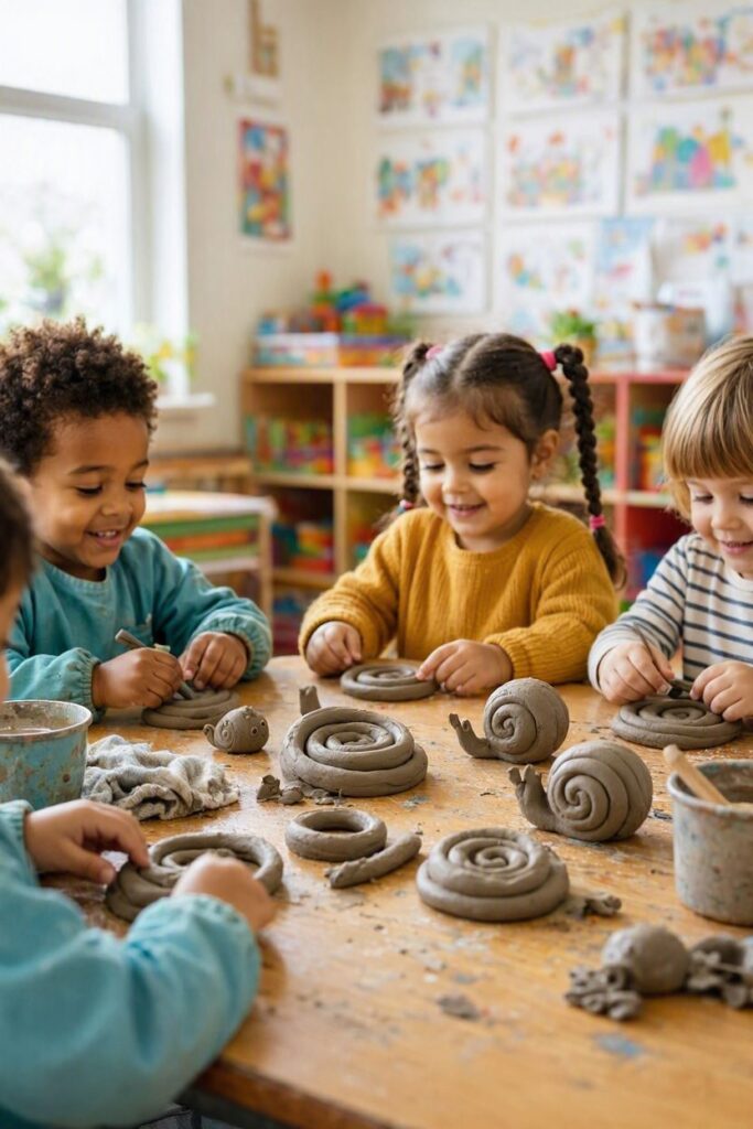 Coil-Snails.-clay-crafts-for-kindergarten-kids