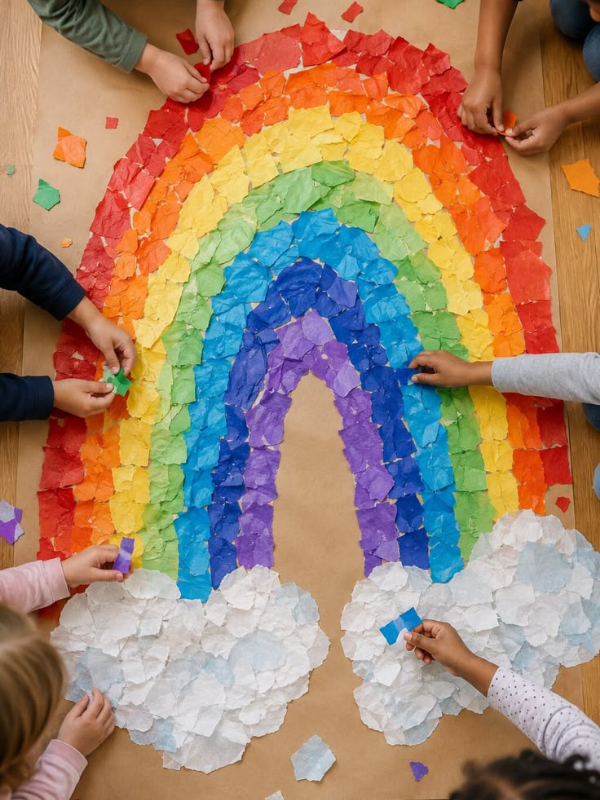 rainbow-torn-paper-collage-Rainbow-Crafts-For-Kids