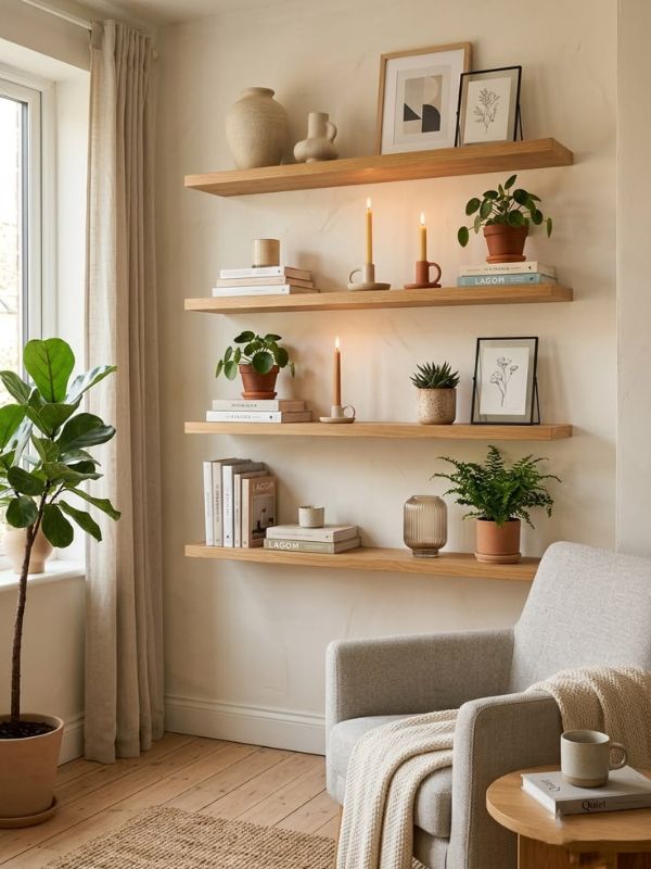 Floating-Shelves-Instead-of-a-Bulky-Bookcase-Living-Room-Storage-Ideas