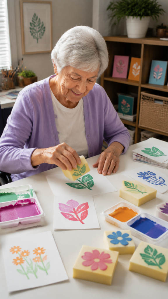 Foam-Block-Printing-hand-crafts-for-seniors-with-limited-mobility