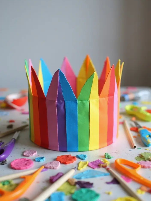 Make-a-rainbow-paper-crown-Rainbow-Crafts-For-Kids