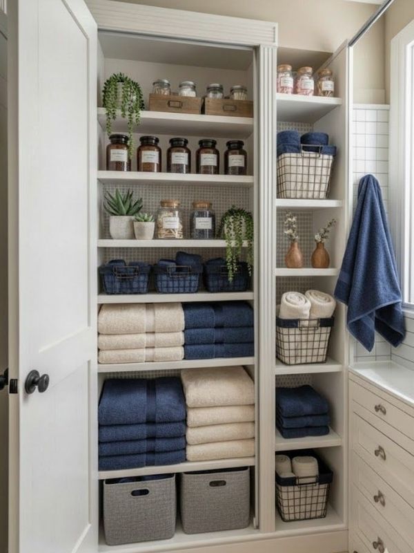 Use-a-Repurposed-Bookshelf-as-a-Linen-Closet