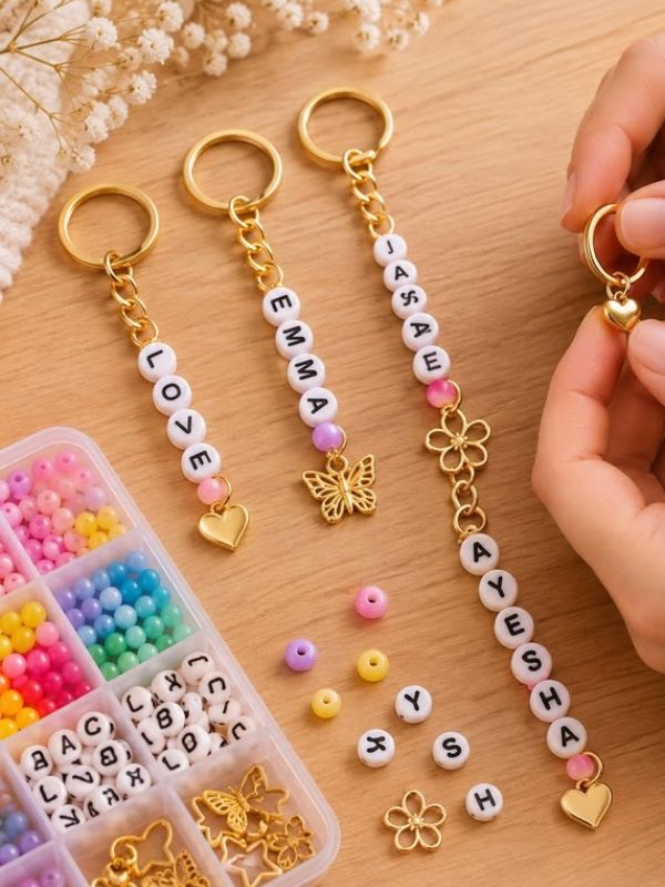 DIY-Beaded-Keychain-With-His-Initials-Valentine's-day-gifts-for-him